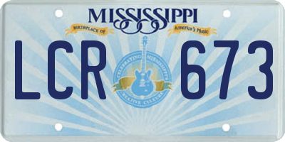 MS license plate LCR673