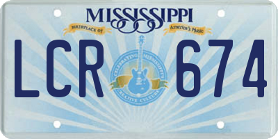 MS license plate LCR674