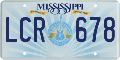 MS license plate LCR678