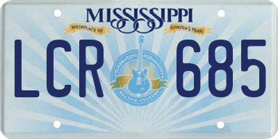 MS license plate LCR685