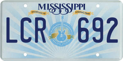 MS license plate LCR692