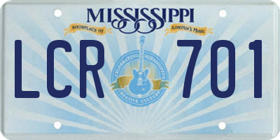MS license plate LCR701