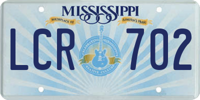 MS license plate LCR702