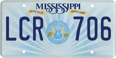 MS license plate LCR706