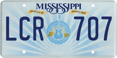 MS license plate LCR707