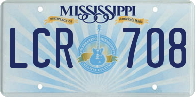 MS license plate LCR708