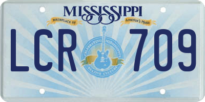 MS license plate LCR709