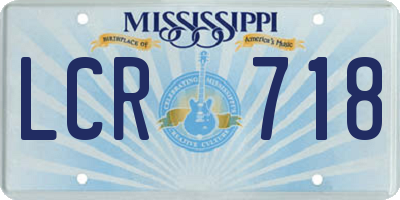 MS license plate LCR718