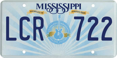 MS license plate LCR722