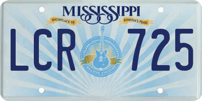 MS license plate LCR725