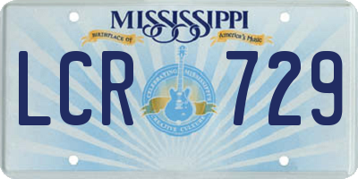 MS license plate LCR729