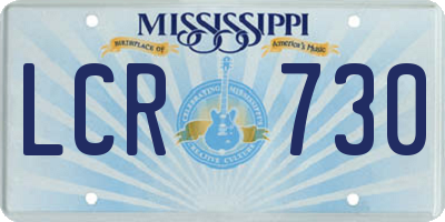 MS license plate LCR730
