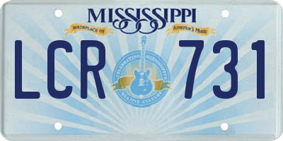 MS license plate LCR731