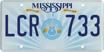 MS license plate LCR733