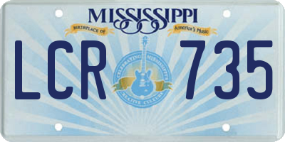 MS license plate LCR735