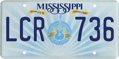 MS license plate LCR736