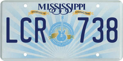 MS license plate LCR738