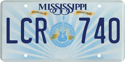 MS license plate LCR740
