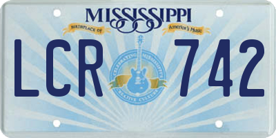 MS license plate LCR742