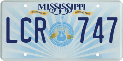MS license plate LCR747