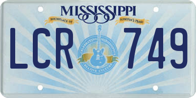 MS license plate LCR749