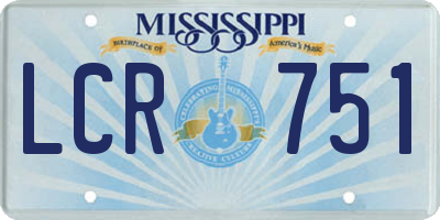 MS license plate LCR751