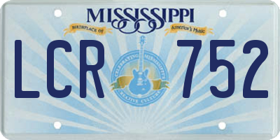 MS license plate LCR752