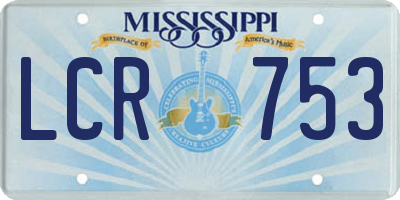 MS license plate LCR753