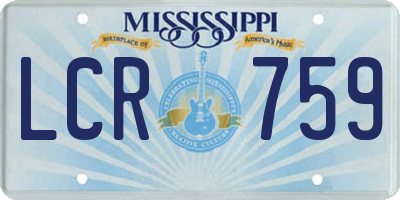 MS license plate LCR759