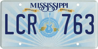 MS license plate LCR763