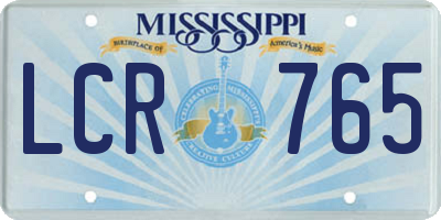 MS license plate LCR765