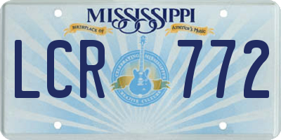 MS license plate LCR772