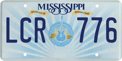 MS license plate LCR776