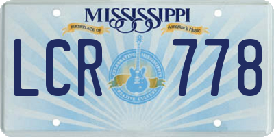 MS license plate LCR778