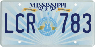 MS license plate LCR783