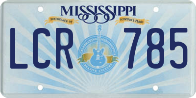 MS license plate LCR785