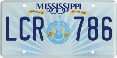 MS license plate LCR786