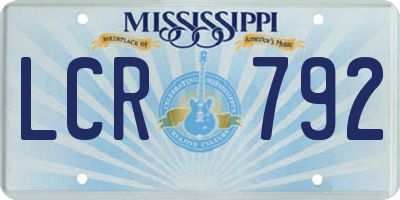 MS license plate LCR792