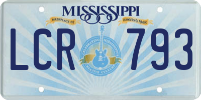 MS license plate LCR793