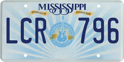 MS license plate LCR796