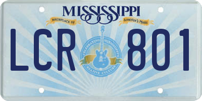MS license plate LCR801