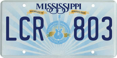 MS license plate LCR803