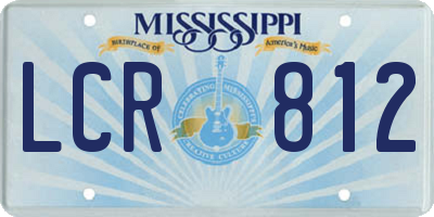 MS license plate LCR812