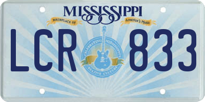 MS license plate LCR833