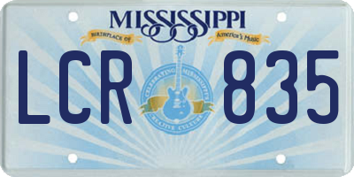MS license plate LCR835