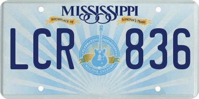 MS license plate LCR836