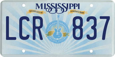 MS license plate LCR837