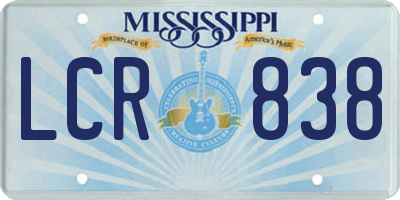 MS license plate LCR838