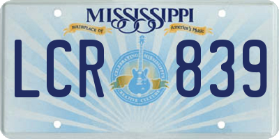 MS license plate LCR839