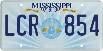 MS license plate LCR854